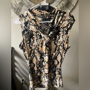 Premise Women's Abstract Tan and Black Blouse medium